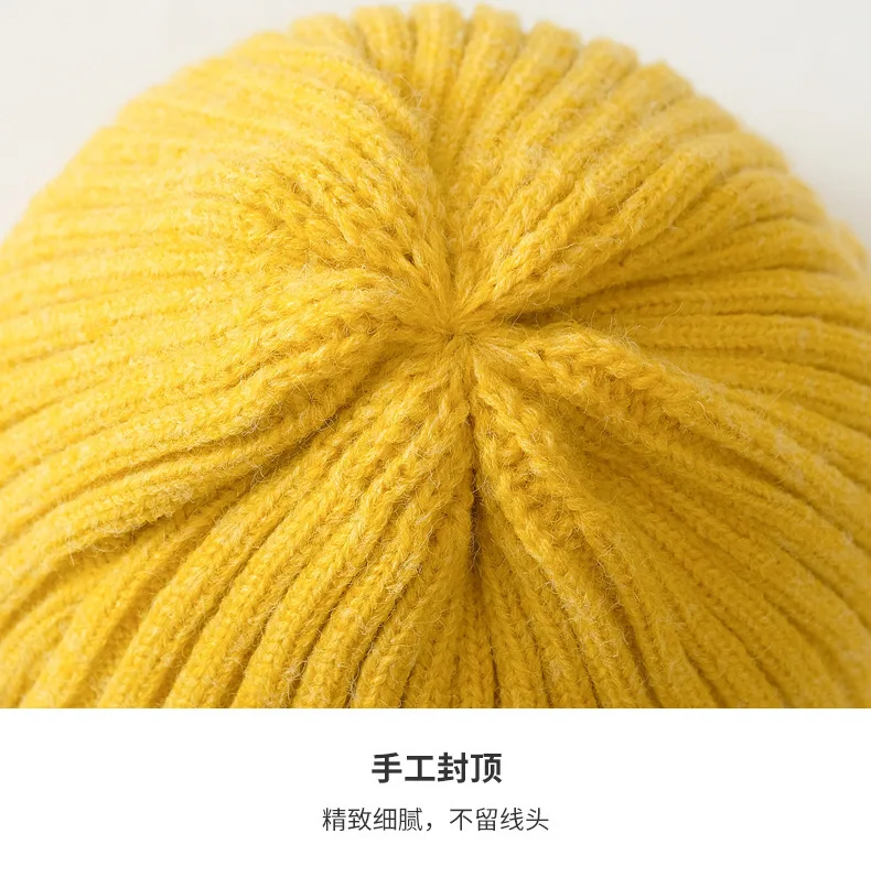 Gorro de lana para hombre y mujer, gorro de punto de color caramelo, cálido, frío, para exteriores, para estudiantes, Otoño e Invierno