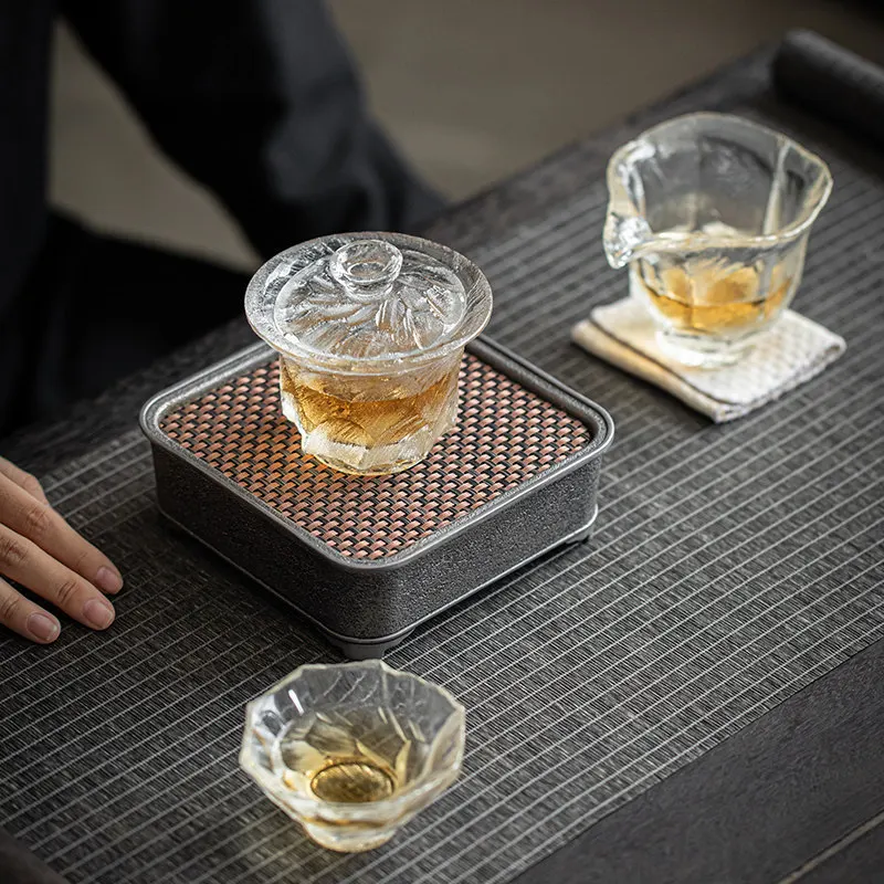 

CX raw ore crystal cover bowl teacup, household handmade cover bowl fair cup