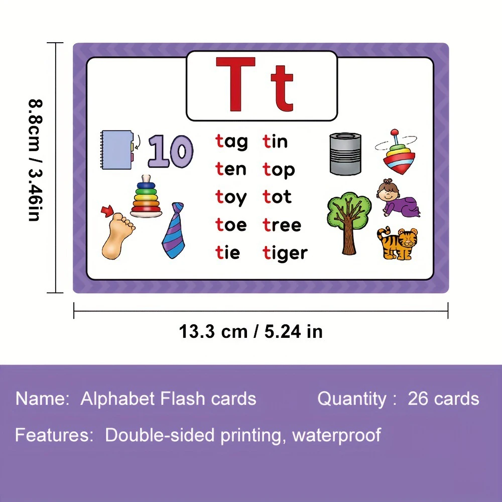 Children's English 26 Letter Natural Phonics Flash Card English Word Card Erasable Toy Card Early Education Educational Toys