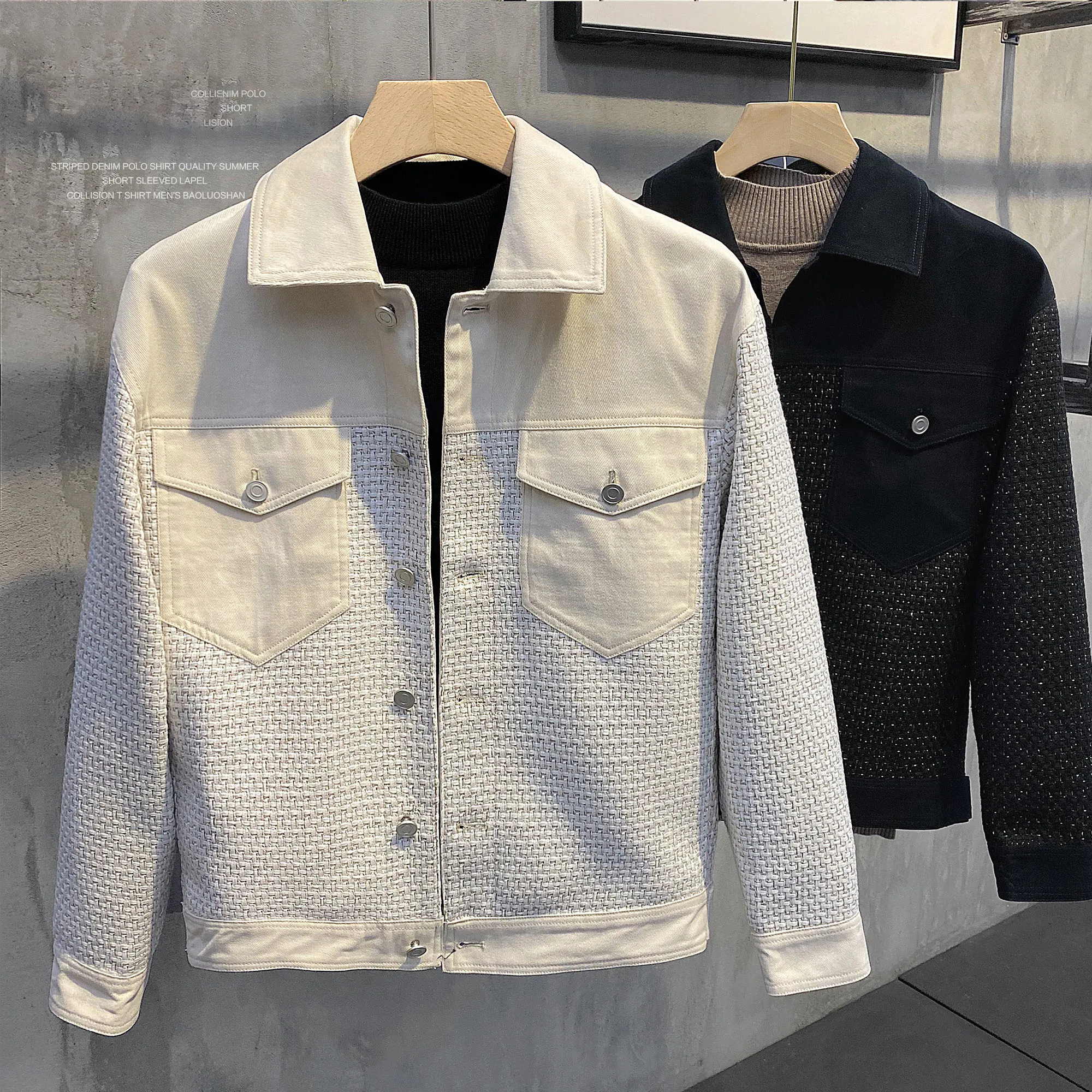 

Trendy Youth Casual Long Sve Men's Jaet Spring Autumn Flip Collar Classic Sle Faion Outerwear Slim Fit Comfortable