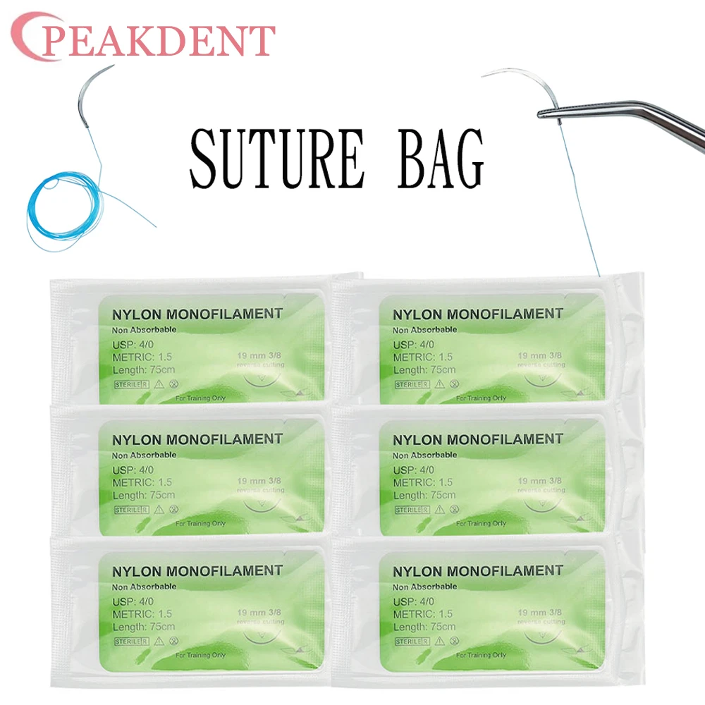 

Dental Surgical Needle Suture Practice Kit With Thread Suture Material 4/0 Nylon Monofilament Non-injured Teaching Demo Tools