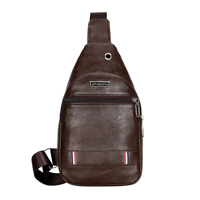 USDEU PU Material Simple Retro Fashion Men Crossbody Bag Sling Bag Brown