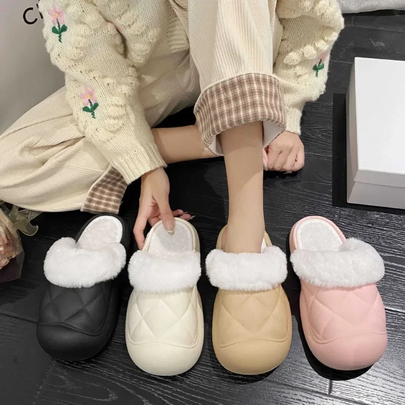 

Cotton slippers women's fall and winter Baotou drag indoor cotton slippers warm furry slippers padded comfortable and soft