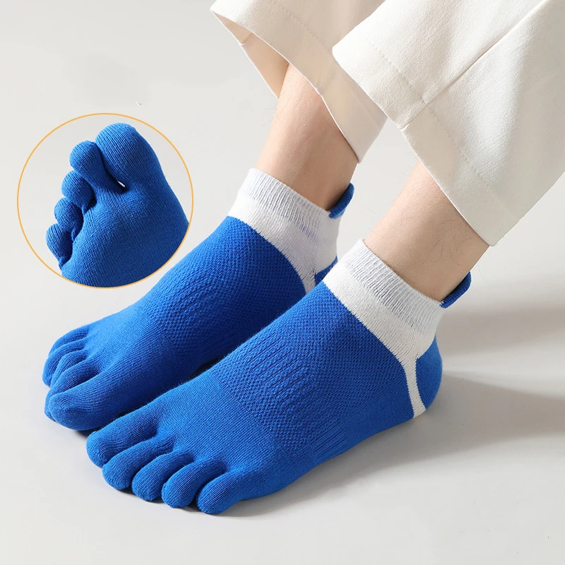 6 Pairs/lot Summer Men Sports Sock Solid Color Soft Breathable Cotton Ankle 5 Finger Socks High Quality Male Short Toes Socks