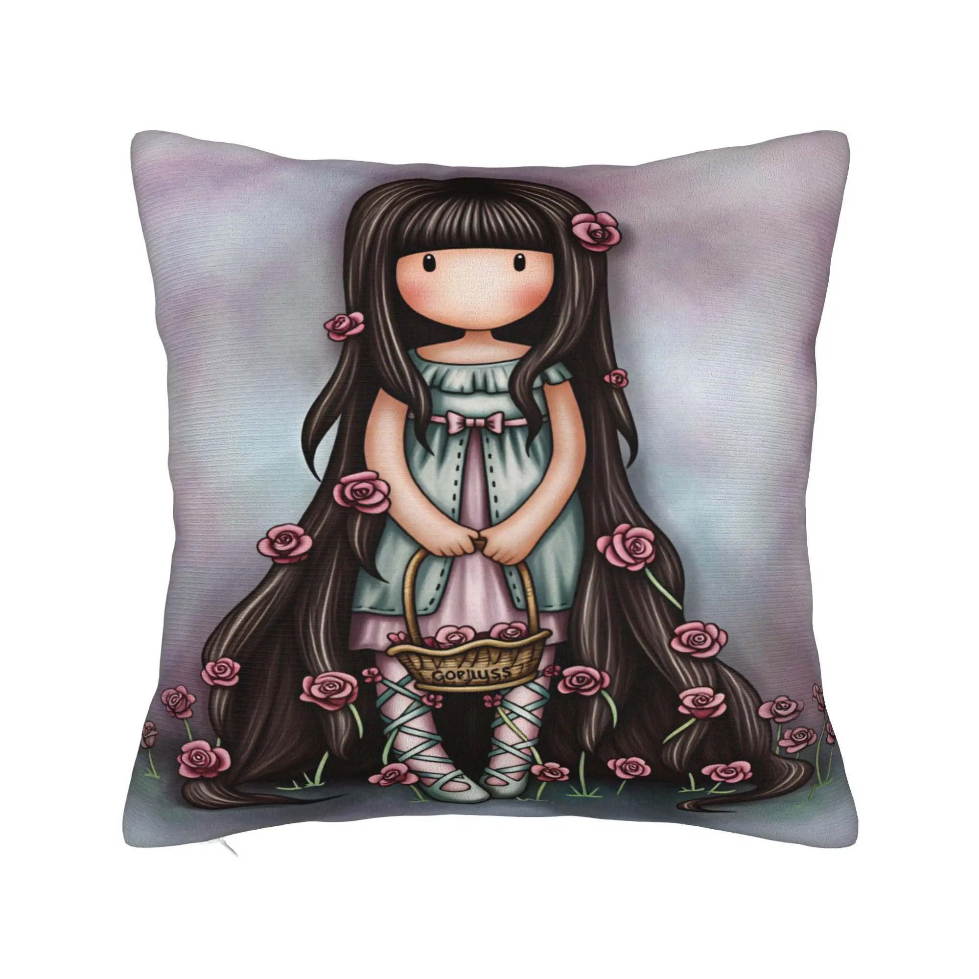 Cartoon Girl Santoro Gorjuss Pillow Cover  Kawaii Pillow Case For Sofa Couch Bed Living Room Graphic Pillowcases Birthday Gift