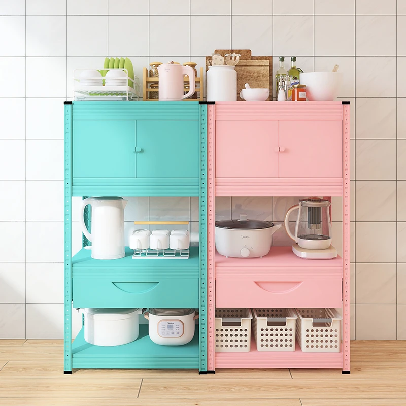 

Четырехэтажный кухонный шкафчик из углеродистой стали с дверцей, полкой для ящиков, хранилищем от пола до потолка, микроволновой печи, полкой для духовки