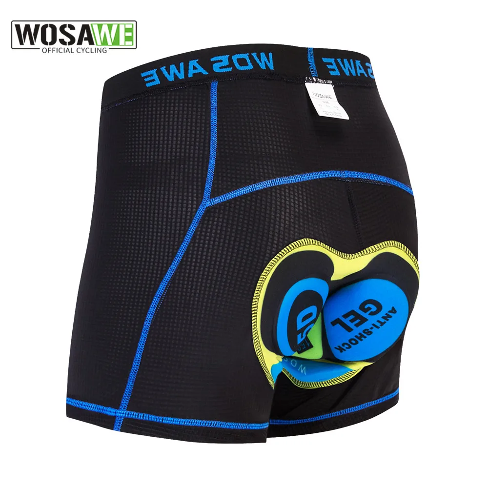 WOSAWE Breathable Cycling Shorts Men Downhill Mountain MTB Road Bike Shorts Padded Gel Bicycle Underpants Ciclismo Underwear