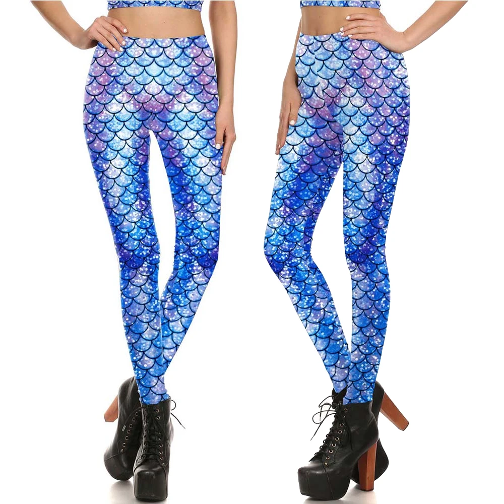 Fashion Scales Printed Women Leggings Mermaid Cosplay Anime Leggings Sexy Tights Fitness Female Elastic Casual Pants