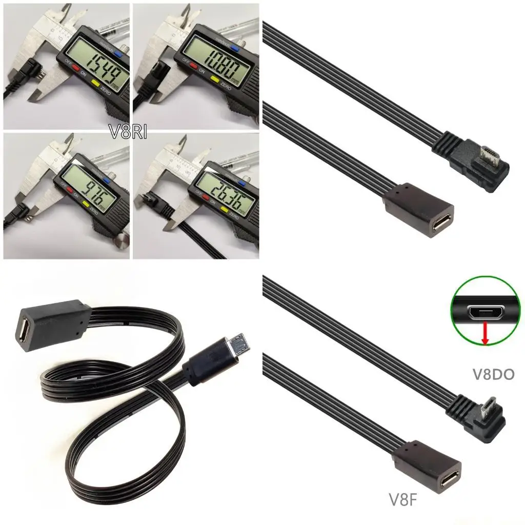 

M5TD 90-градусный угловой USB-удлинитель с микроразъемом, плоский силиконовый шнур для зарядки и передачи данных