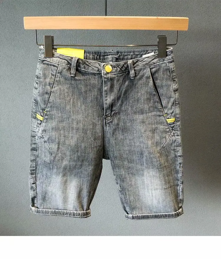 Summer 2022 Japanese Retro Loose Knee-length Joker Denim Jeans Men's Grey Casual Shorts Streetwear Men Overalls Low Waist Jeans