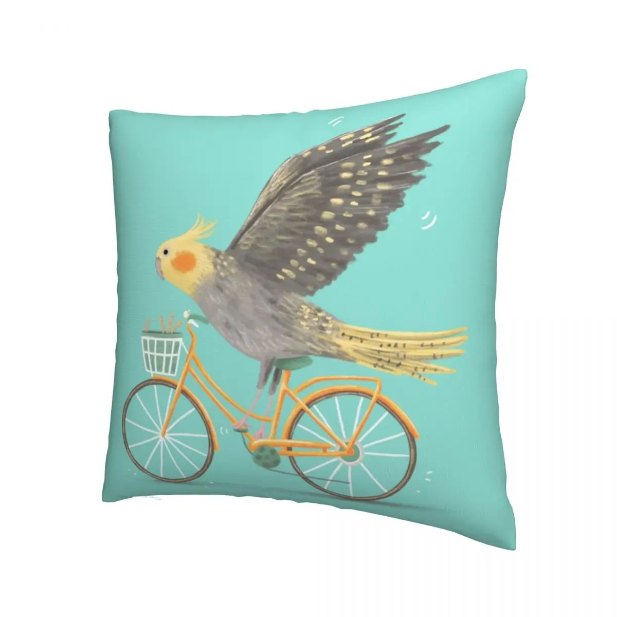 Cockatiel On A Bicycle Pillowcase Printed Polyester Cushion Cover Decorative Animal Pillow Case Cover Bed Wholesale 40X40cm