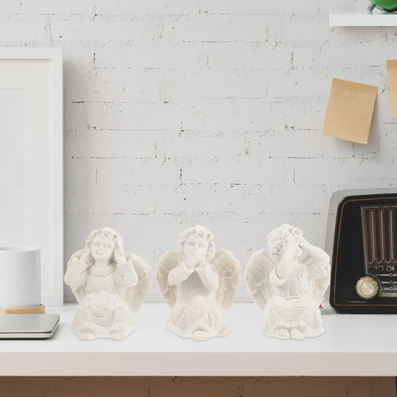 

3pcs Angel Artwork Resin Vintage Craft Ornament Home Decoration Desktop Decor Shape Resin Accessory Ornaments