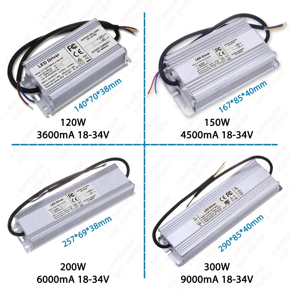 Constant Current LED Driver Waterproof IP67 10W 20W 30W 40W 50W 60W 70W 80W 100W 200W 300W AC 110V 220V Lighting Transformer