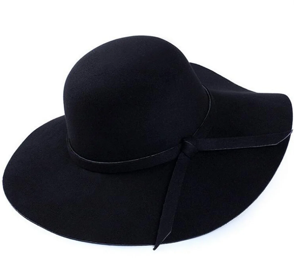 Sombrero melín para mujer, sombrero de fieltro Retro plegable de Color sólido a la moda con lazo, Fedora flexible, sombrero de cúpula de ala ancha, gorra para el sol