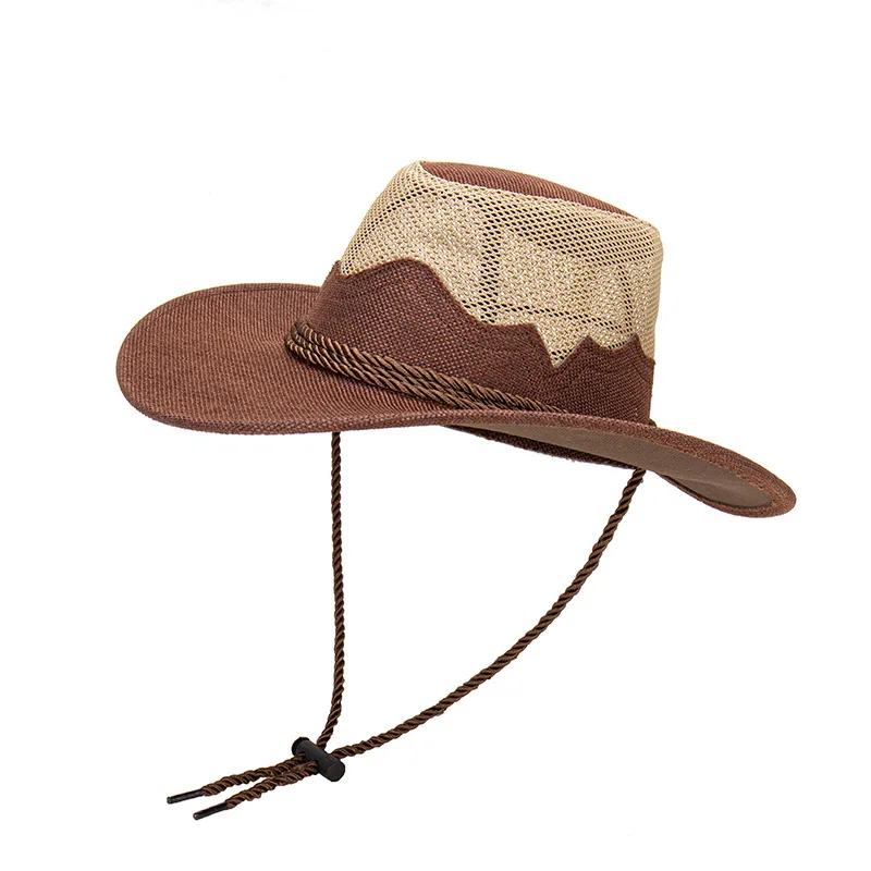 Designer Brand Woven Cowboy Hat for Men and Women Outdoor Beach Sun Cap Protection Jazz Straw Beach Gorras Para Hombres 모자