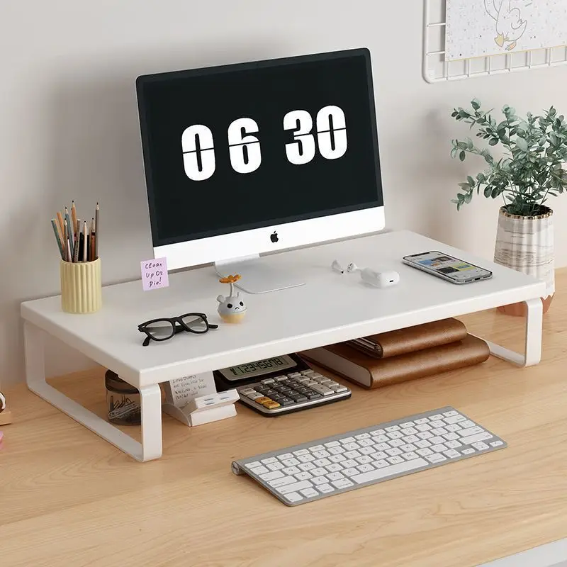 Desktop Monitor Riser Computer Display Storage Shelf Office Desk Student Notebook Stand Base Rack Modern Simple Style Wood Craft