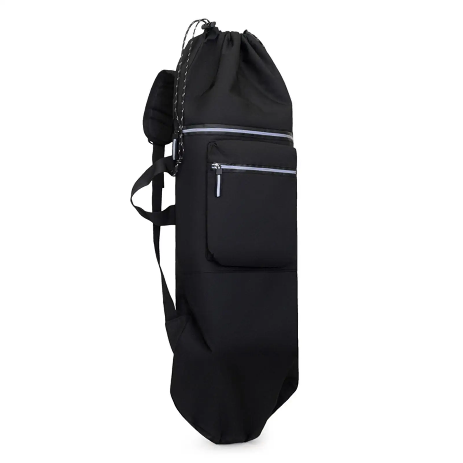 Skateboard Backpack Longboard Carry Bag Large Capacity Reflective Versatile Organizer Drawstring Closure for Traveling