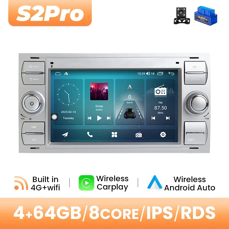 Android 14 Autoradio Multimedia Voor Ford Focus 2 Ford Fiesta Mondeo 4 C-max S-Max Fusion Transit Kuga Draadloze Carplay Auto DSP
