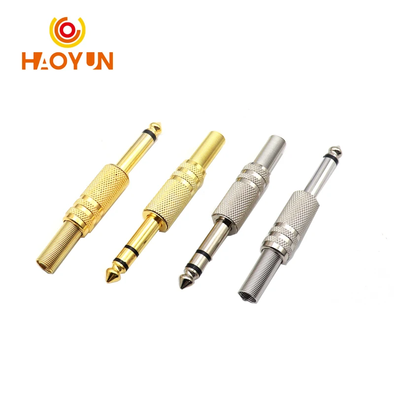 【5-2PCS】6.35MM audio plug single and dual channel microphone solder head mixer 6.5 big two three core microphone plug