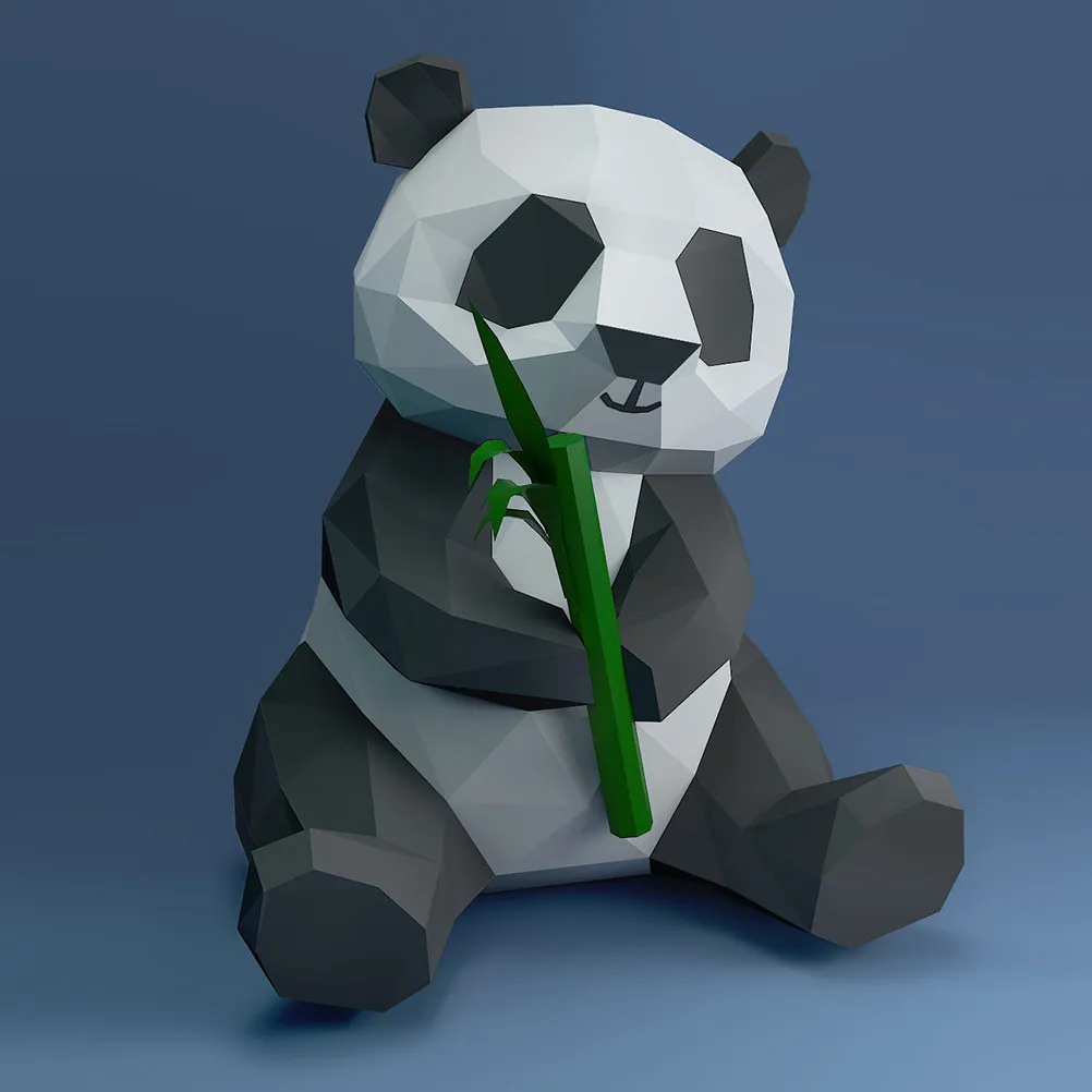 

1Pcs Panda Bamboo 3D Paper DIY Hand Molded Decoration Ornament Geometric Origami for Festival Party Display Photo