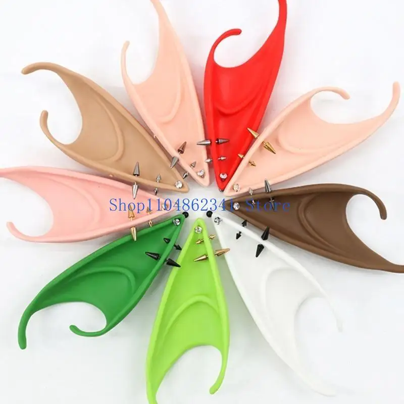 5asd ゴブリン耳シリコーンエルフ耳スタッドハロウィンソフト無害偽耳小道具エルフの耳妖精コスチュームアクセサリー