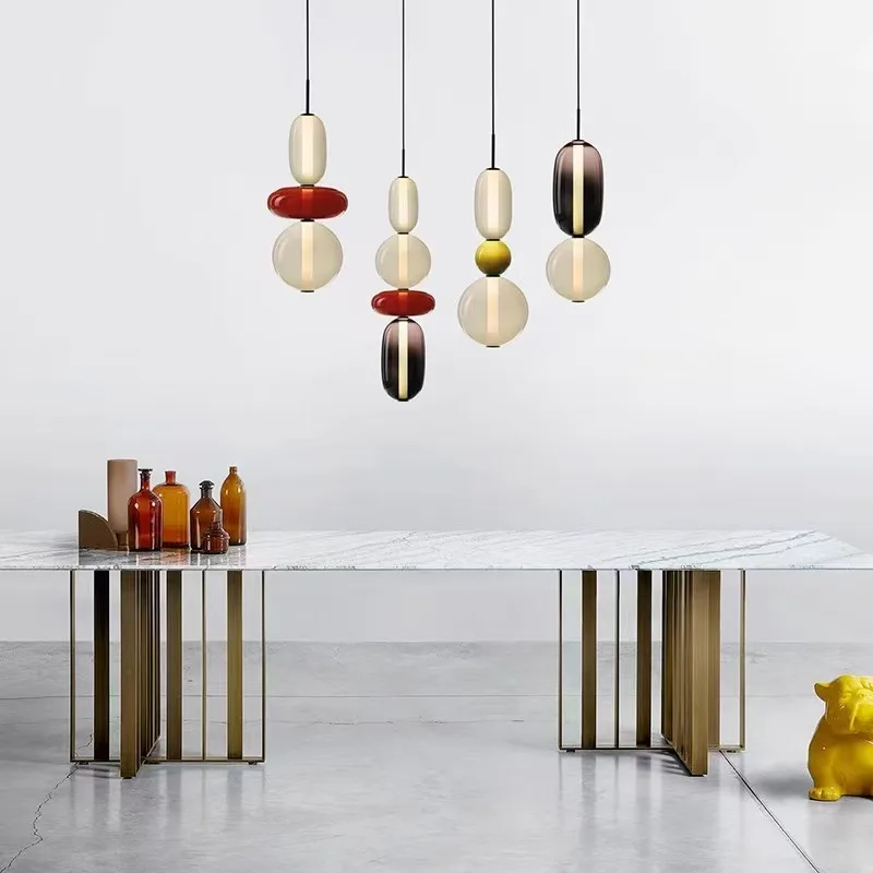 Nordic Modern Colored Glass Led Pendant Lamp Decoration Maison Room Decoration Creative Interior