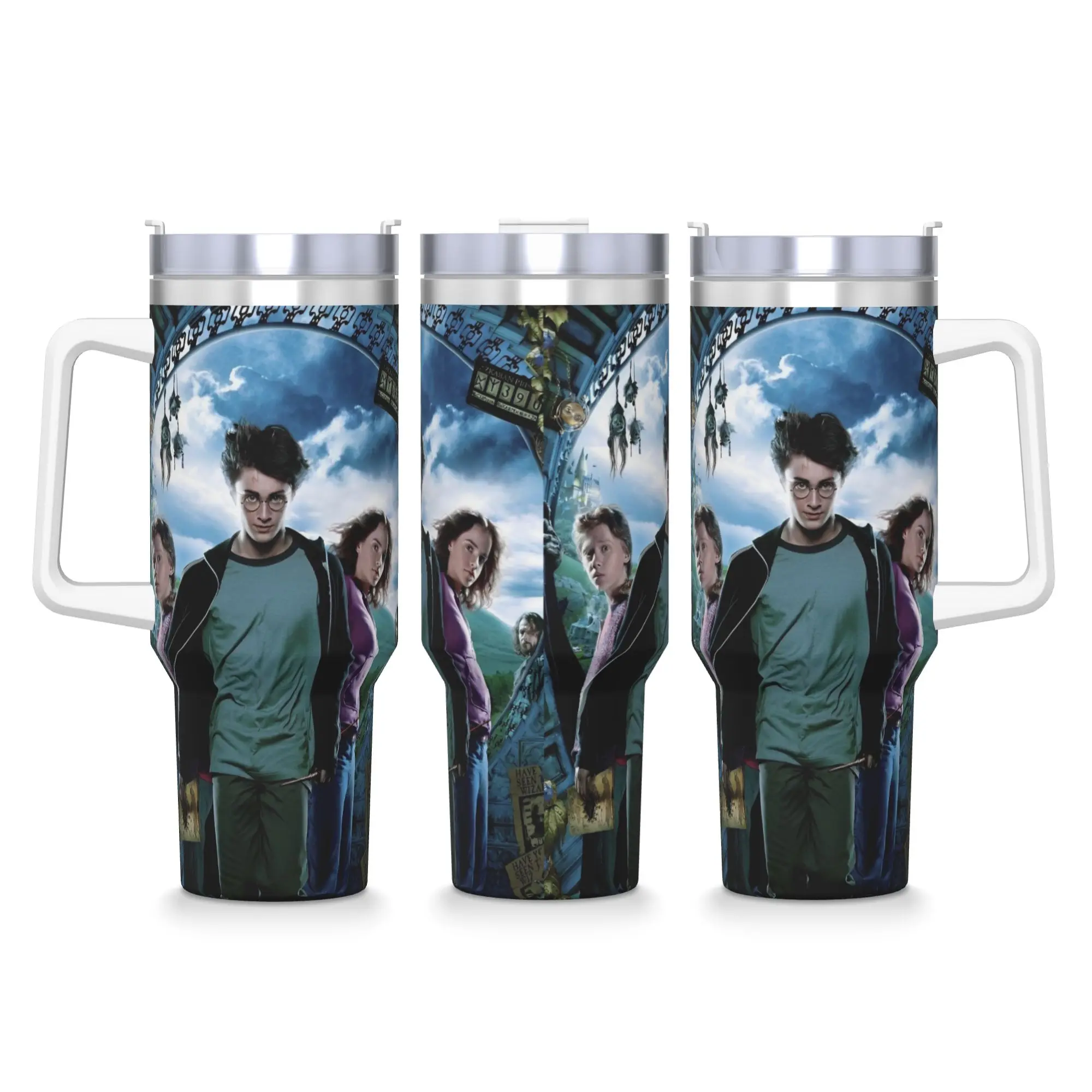 

H-HARRY Movie Stainless Steel Tumbler P-POTTER Travel Thermal Cups With Straws and Lid 40oz Mugs Cup Cold Drink Water Bottle