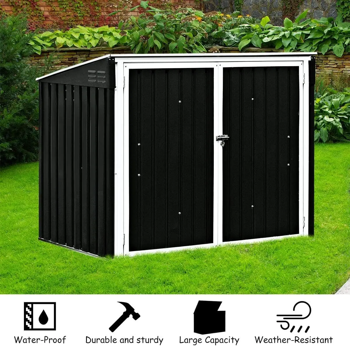 6' x 3' Outdoor Storage Shed, Multi-Purpose Galvanized Steel Garden Shed with Air Vent and Lockable Door, Tool Storage Shed