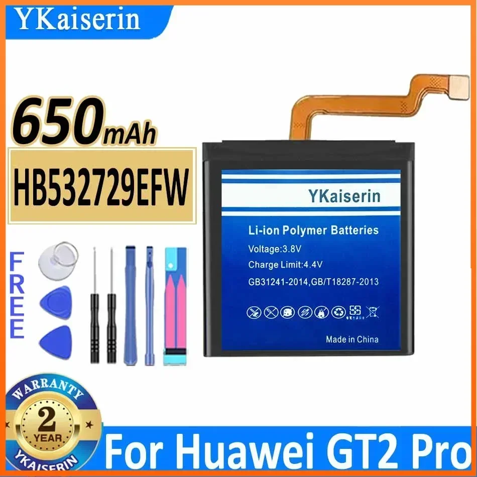 650mAh YKaiserin HB532729EFW Battery  for Huawei GT2 Pro GT2Pro Watch  Replacement  Bateria Warranty 2 Years + Track Code  Tools