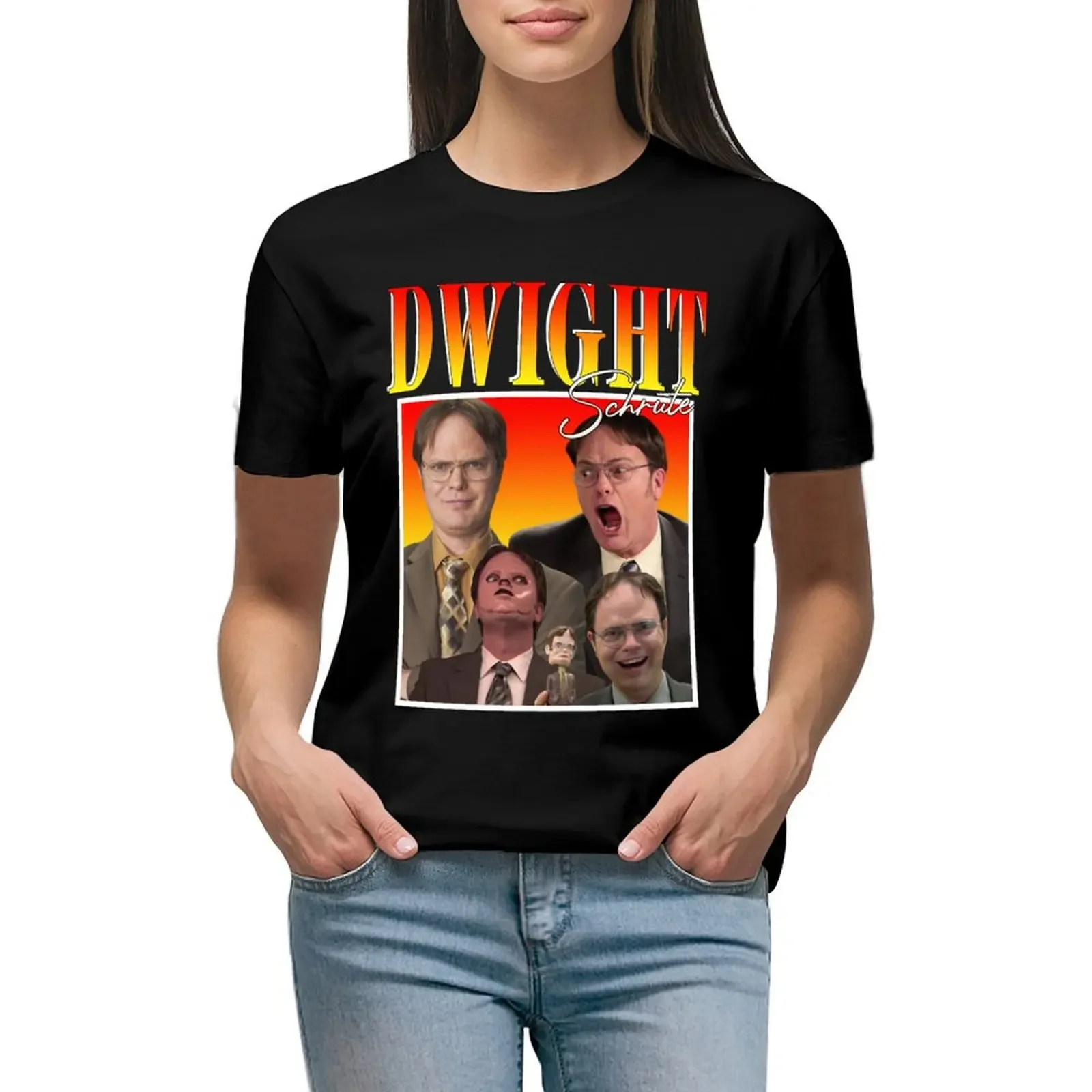 

Dwight Schrute T-Shirt blacks customizeds customs design your own summer tops plus size t shirts for Women loose fit