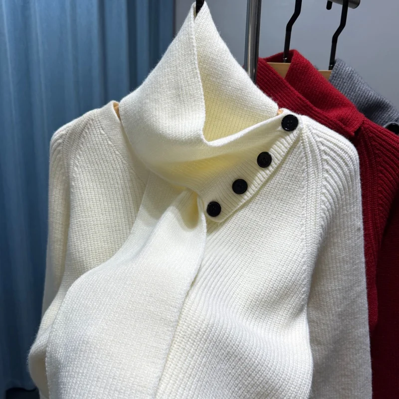 الرجال الخريف الشتاء عالية الجودة سترة الخامس الرقبة سميكة الدافئة مع وشاح محبوك قميص موضة الاتجاه ملابس داخلية غير رسمية الرجال الملابس