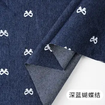 0.5米/1米/2米 低彈水洗棉蝴蝶結印花牛仔布,適用於縫製連身裙、包包、褲子等手工DIY服裝面料 10 最佳銷售 牛仔布 - №3