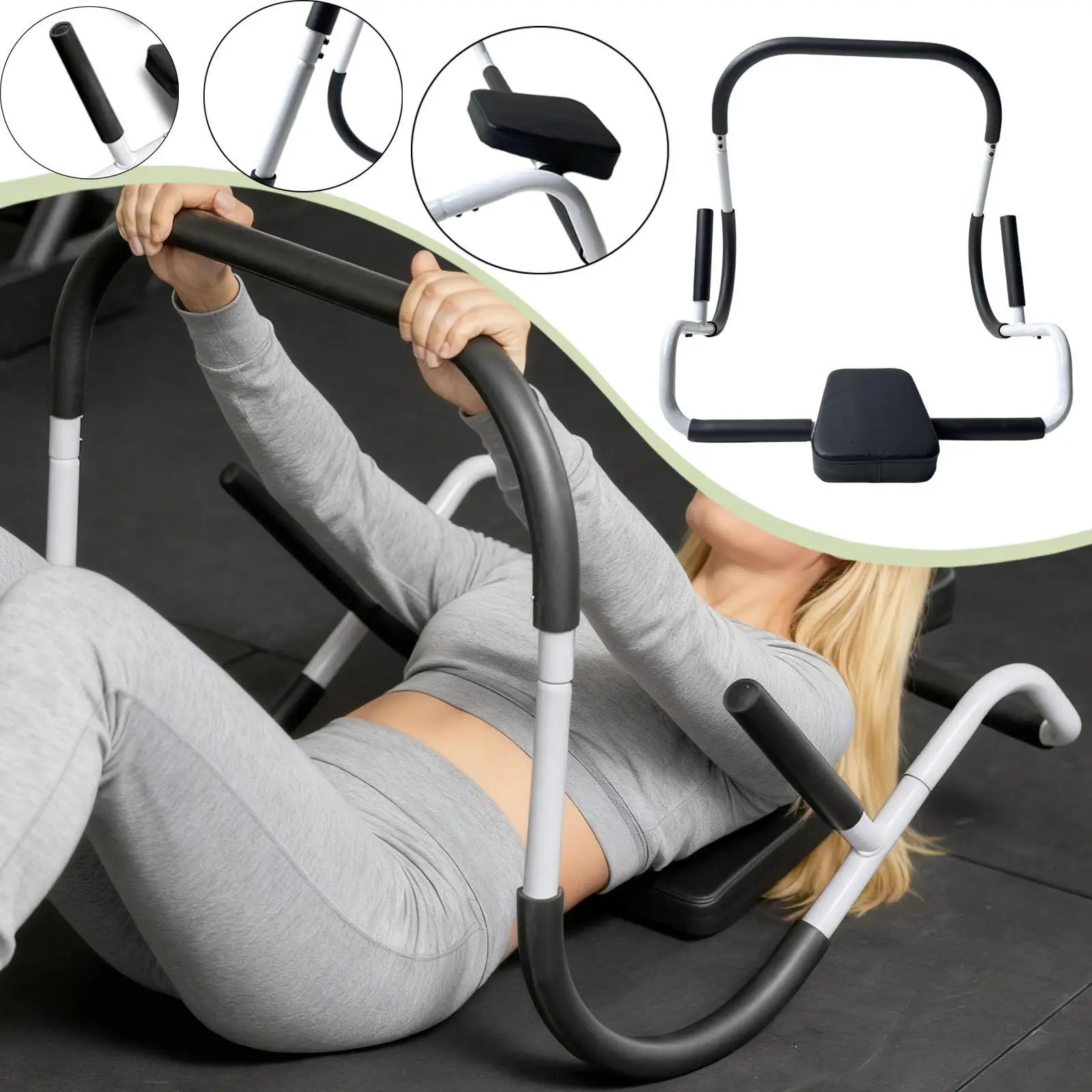 Equipo de abdominales para gimnasio, máquina de ejercicio Ab portátil, entrenador de crunch con rodillo Ab para entrenamientos de oficina en casa