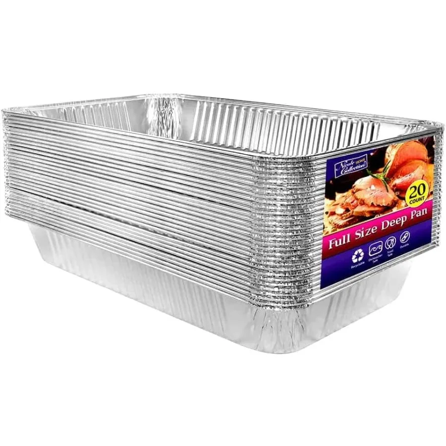 

Алюминиевые сковороды из глубокой фольги, полноразмерные большие одноразовые формы для запекания и выпечки, 21 x 13 дюймов, 20 упаковок, сверхпрочные противень для жарки для H
