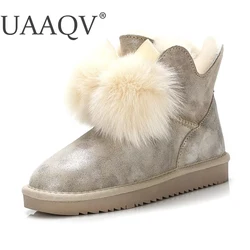 100% Natural Wool Women Snow Boots genuine cowhide leather Winter Boots Warm women Ankle boots hot sale