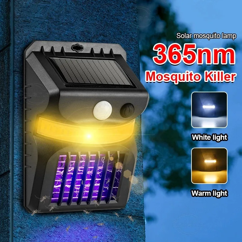 Zappers solares para insectos, Sensor PIR, luces LED de pared, descarga eléctrica, lámpara antimosquitos, insectos al aire libre, plagas, moscas,