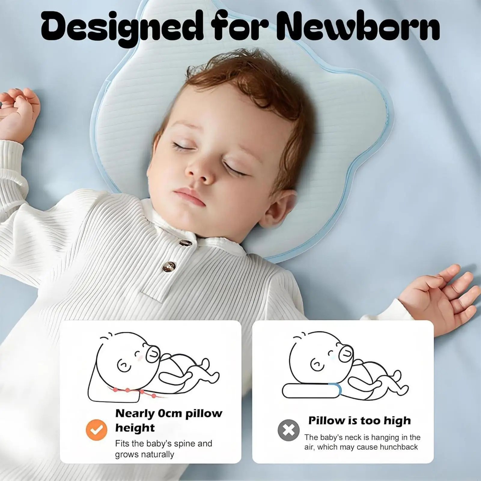 ベビー枕、偏平頭防止、柔らかい寝具、クマ型クッション、カバー付き、旅行、ソファ、自宅、ベビーベッド、女の子、男の子用
