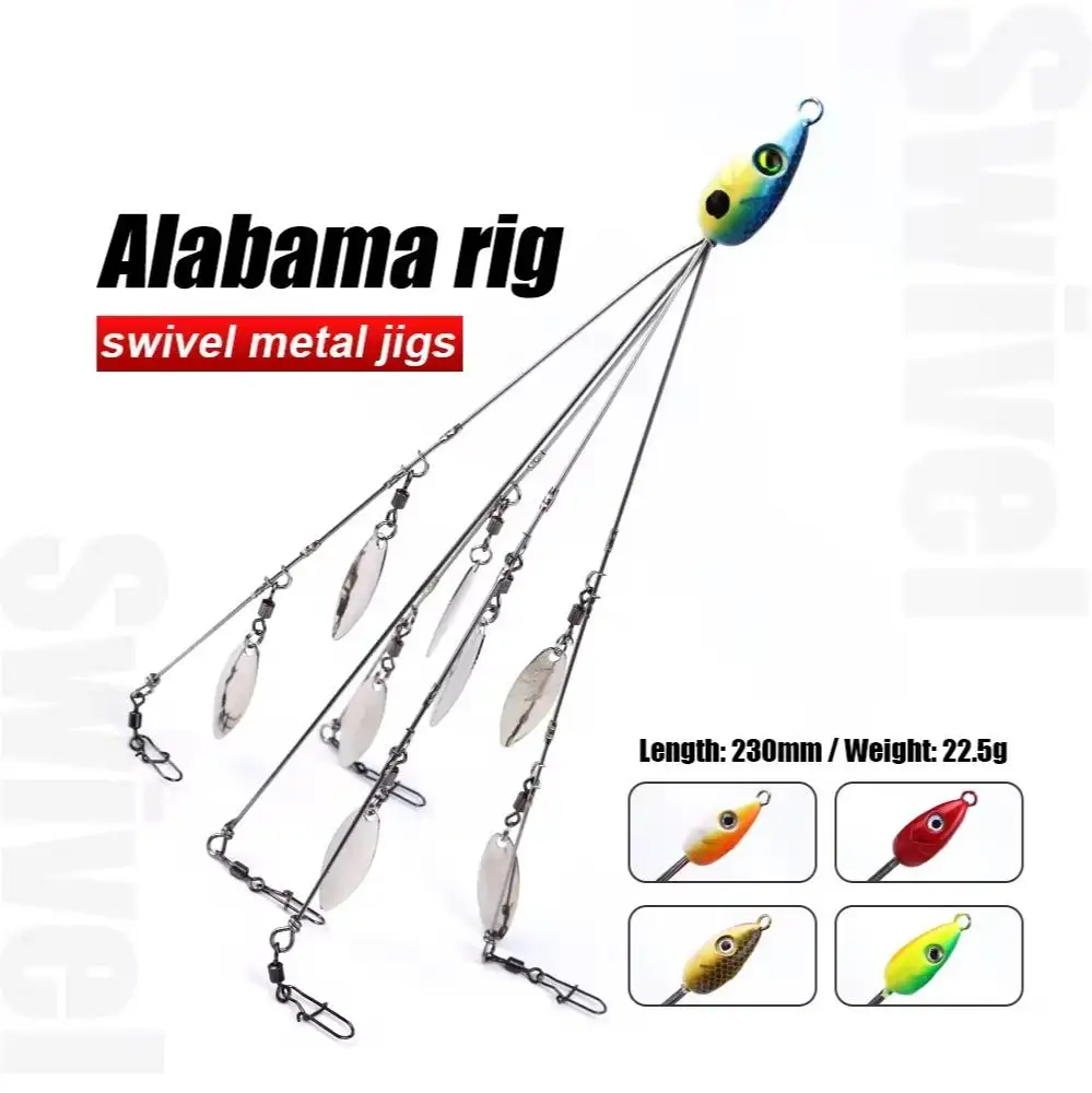 Jigbass Alabama Fishing Group Sequins 20.5cm 17.5cm Rig Head Swimming Bait Umbrella Bass Fishing Group Lure Snap Swivel Spinner