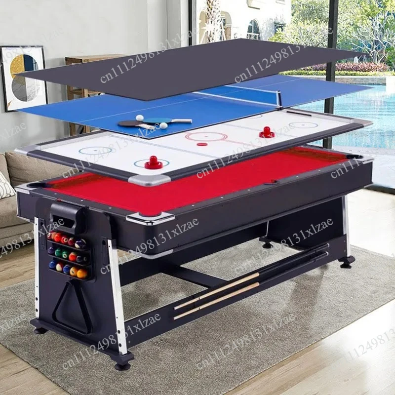 

Multi-Game 4-in-1 Flip Table - Billiard / Air Hockey / Table Tennis Combo, Two-Color Black and White Design