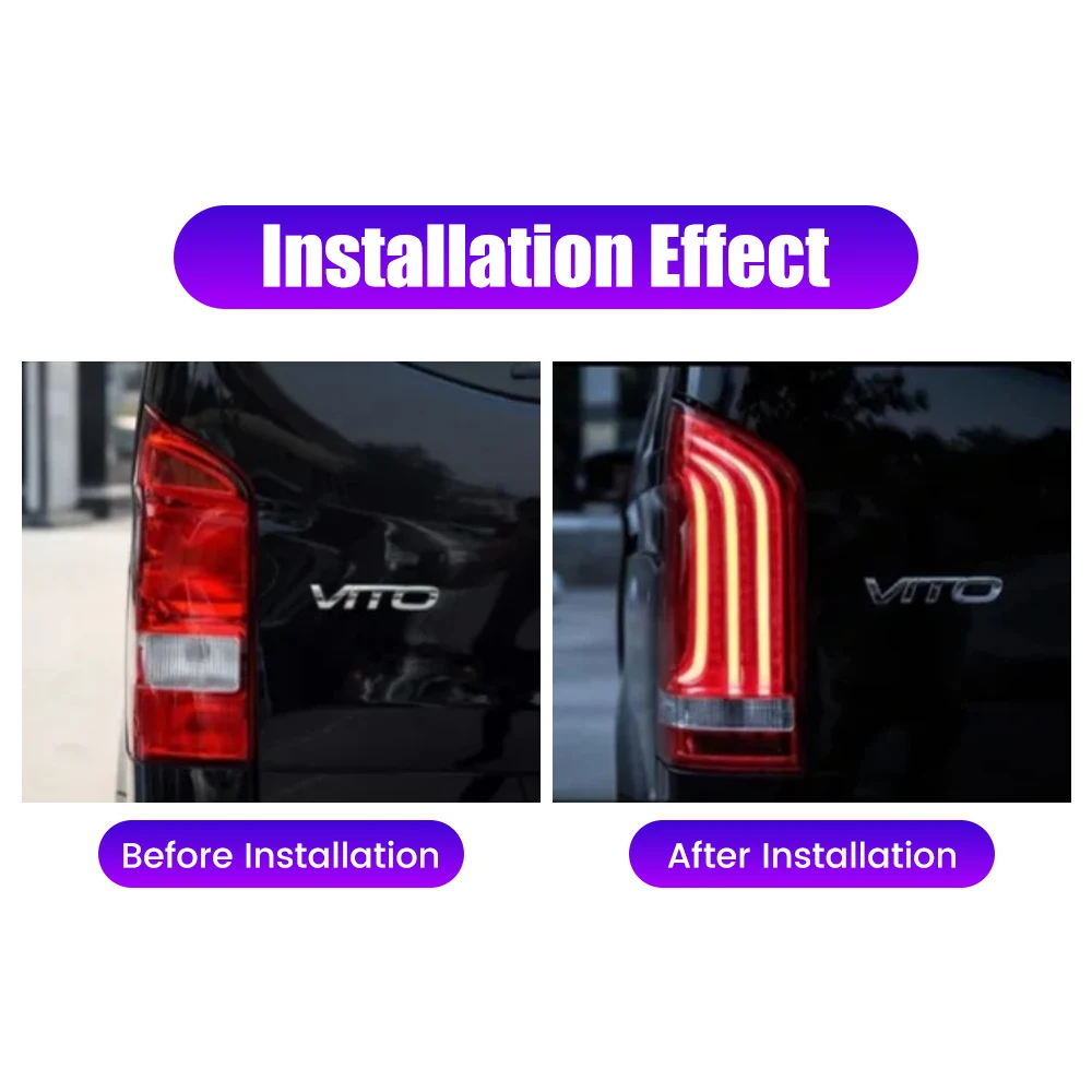 

Pair Of LED Tail Lights For Benz Vito 2014-2022 DRL Fog Reverse Brake Turning Signal Plug And Play Car Rear Tail Light Assembly
