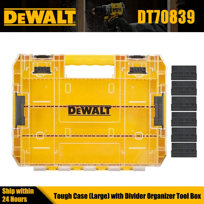 boite-de-rangement-robuste-dewalt-dt70839-grande-avec-organisateur-a-compartiments-couvercle-transparent-pour-vis-et-embouts-empilable