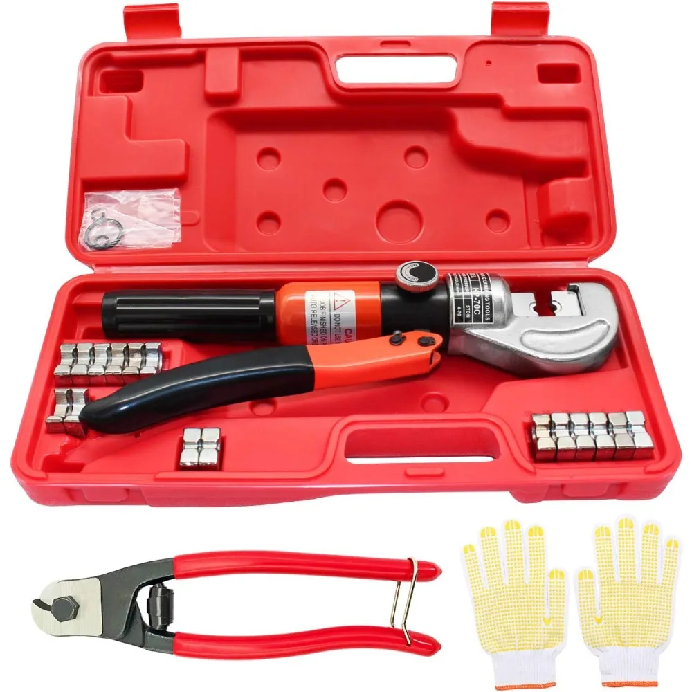 10 Ton Hydraulic Crimping Tool with 11 Dies for Stainless Steel Cable Railing and Battery Cables