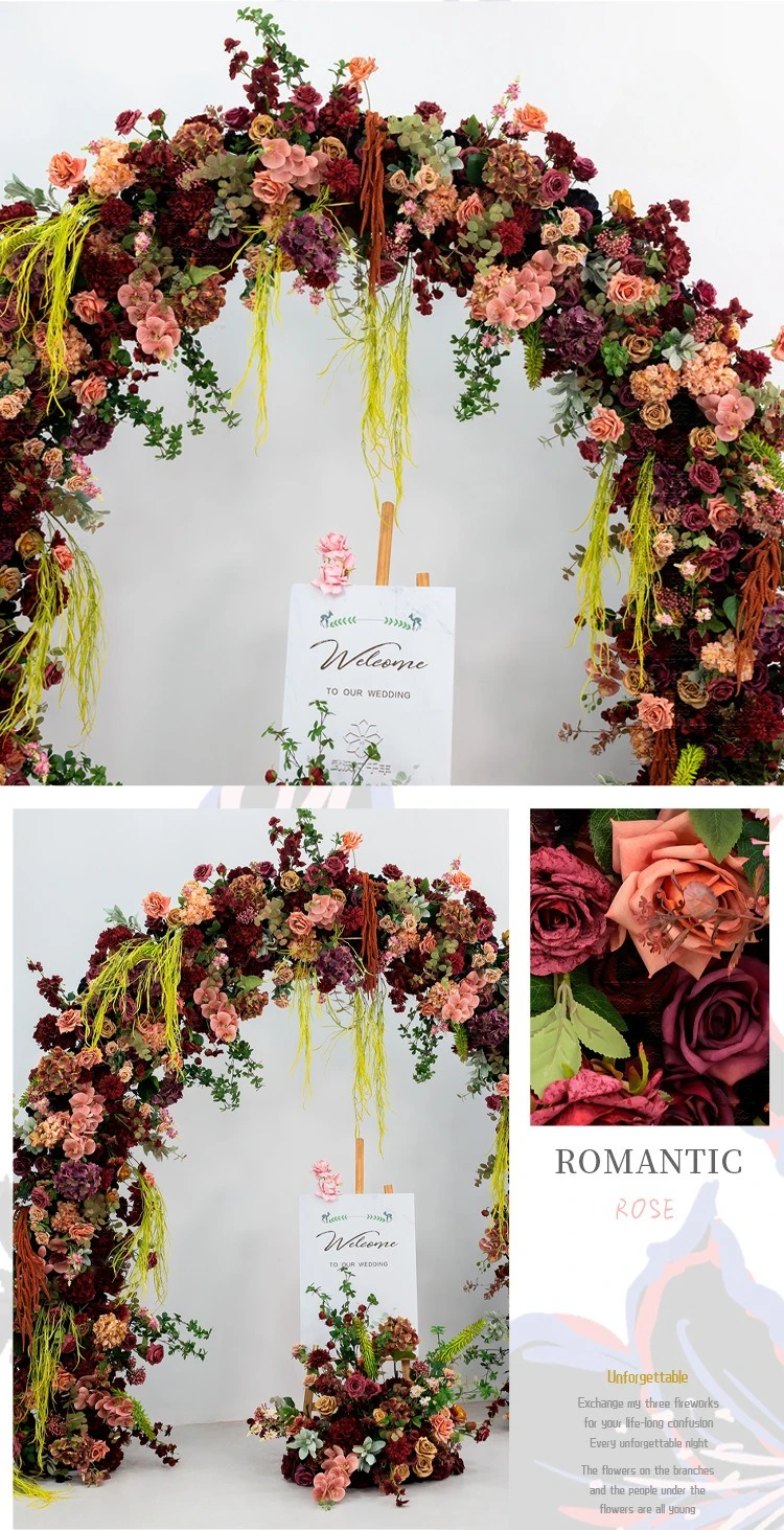 2,4M Tiefrot U-förmiger Künstlicher Blumenbogen Hochzeits-Hintergrund Bühnen- und Schaufensterdekoration für Outdoor-Events Blumendekoration Großhandel – Detail 8