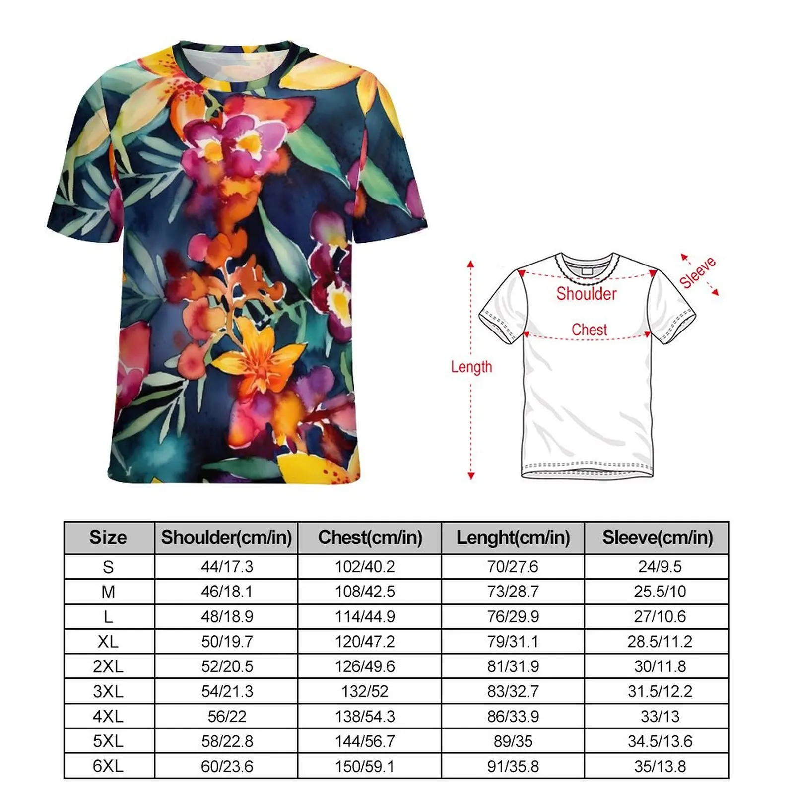 Orchid And Lily Floral T-Shirt O Neck Flowers Print Big Size T-Shirts Short Sleeve Simple Tshirt Female Summer Retro Custom Tops