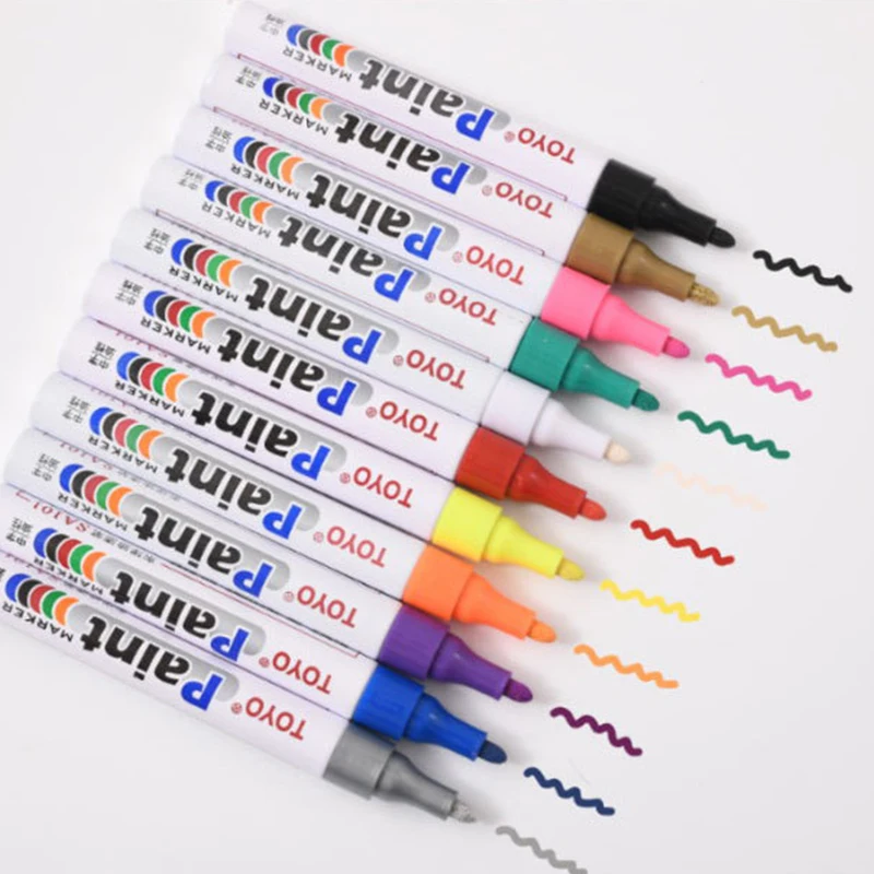 قلم علامة زيتية لإطارات عجلة السيارة مقاوم للماء ، علامة طلاء دائمة لا يتلاشى ، أقلام تحديد جرافيتي ، مستلزمات مكتبية