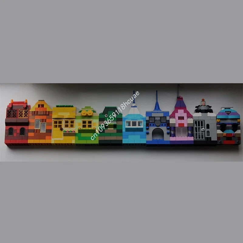 384 pçs moc arco-íris casas 6 azul cinza clássico modelo presentes de natal blocos de construção construção brinquedo diy tijolo criativo crianças