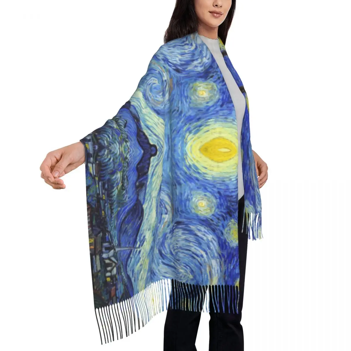 Customized Print Vincent Van Gogh Starry Night Scarf Women Men Winter Warm Scarves Art Painting Shawls Wraps