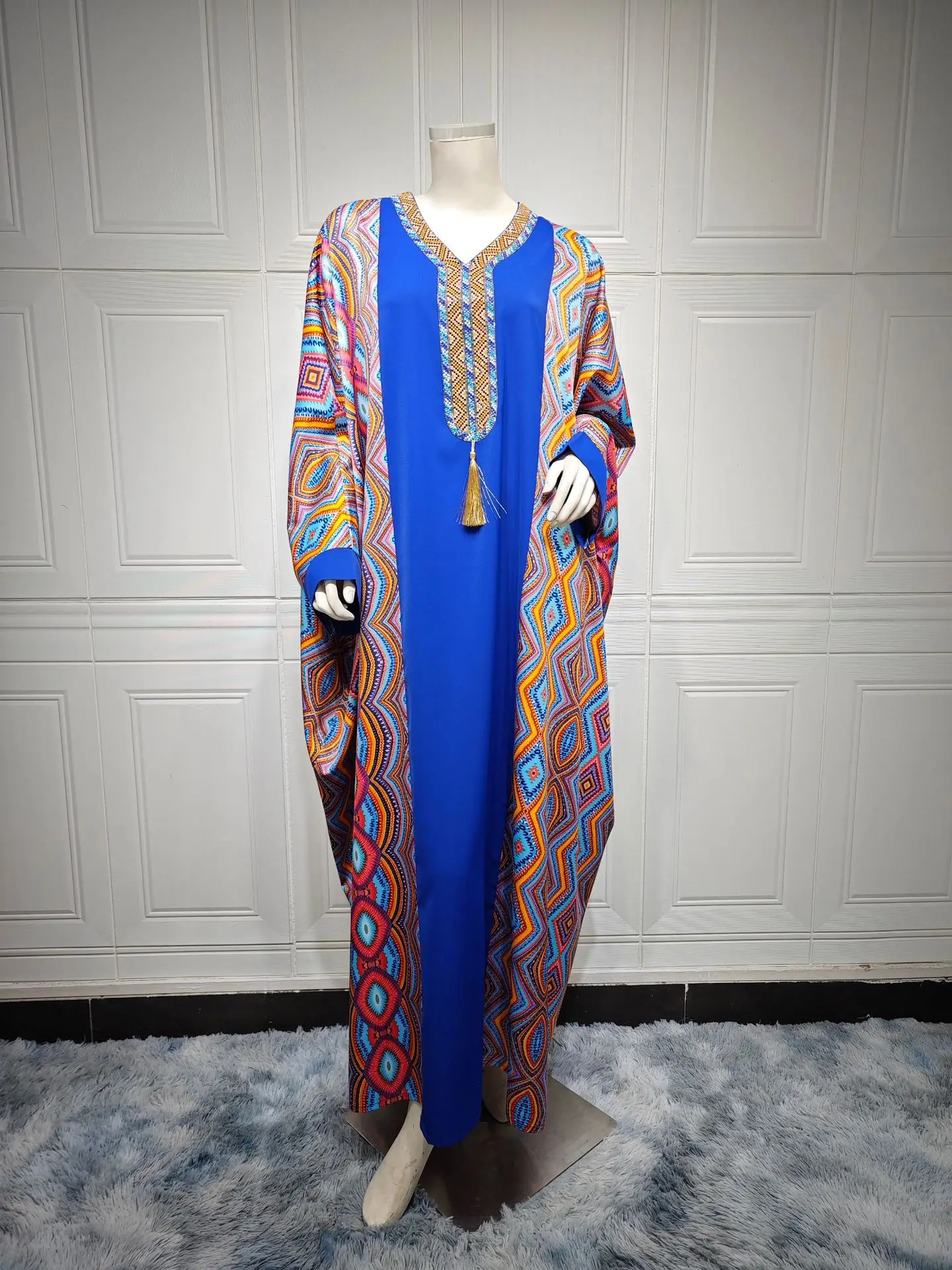 Muslim Women Loose Sequins Dress Fashion Abaya Islamic Kaftan Arab Bat Sleeve Party Robe Ramadan Burqa Female Vestidos