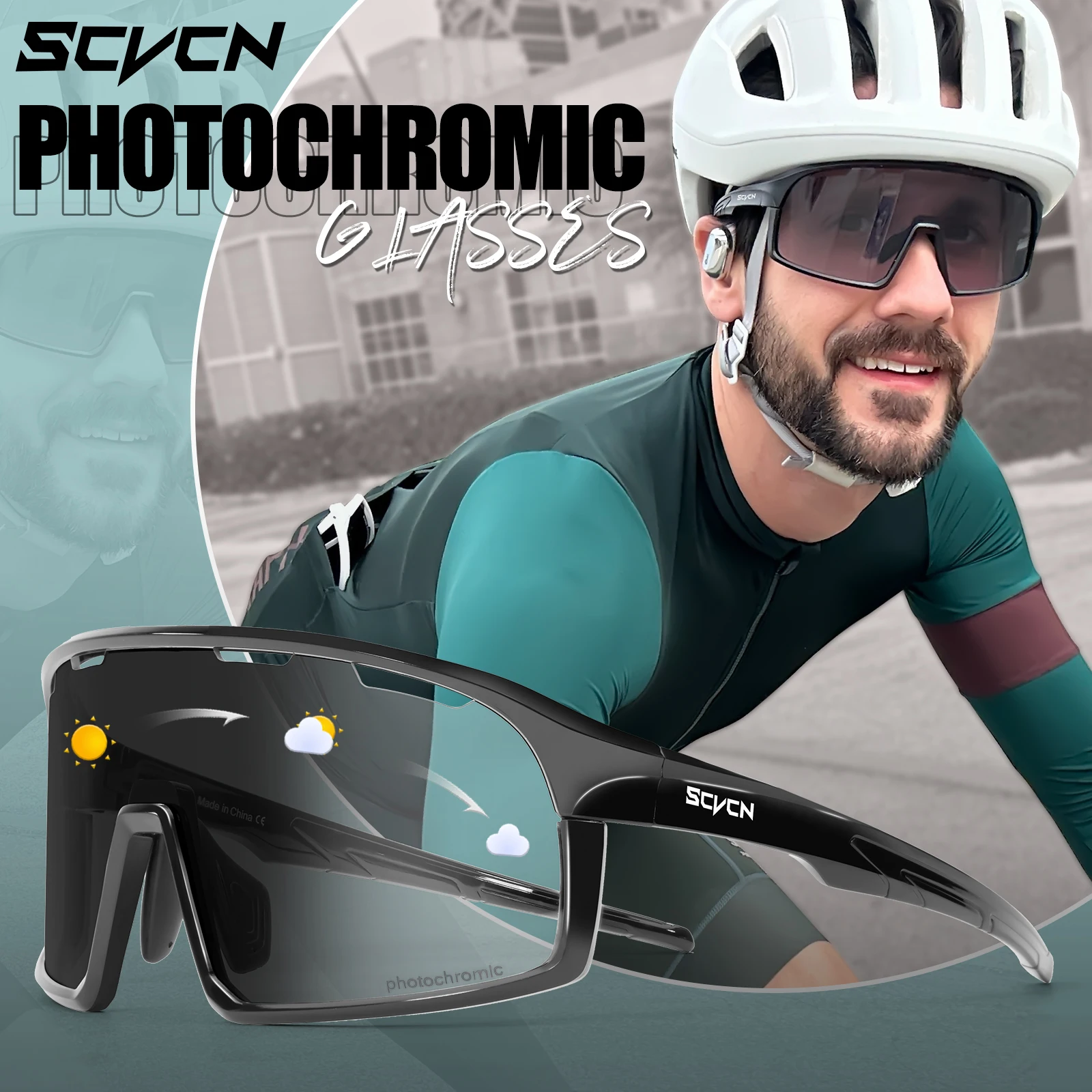 SCVCN Sports Photochromic Sunglasses Men Outdoor Bicycle Cycling Glasses Women Driving Bike Eyewear UV400 Climbing Goggles