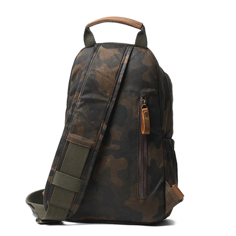 Bolso de hombro pequeño de lona y cuero de camuflaje para hombre, mochila de pecho ligera y versátil, bolso de mano de moda juvenil, M106